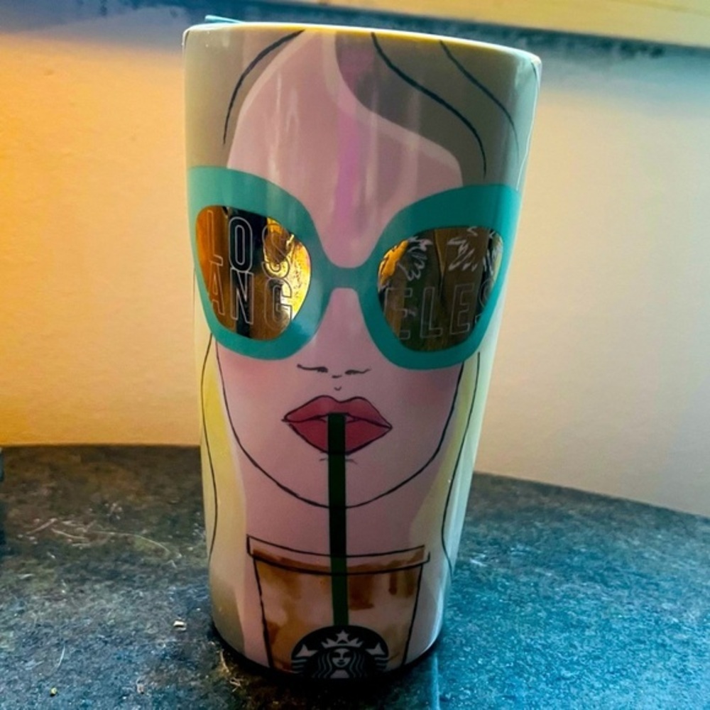 Starbucks Los Angeles LA Girl Sunglasses Ceramic Limited Travel Mug 12 oz.